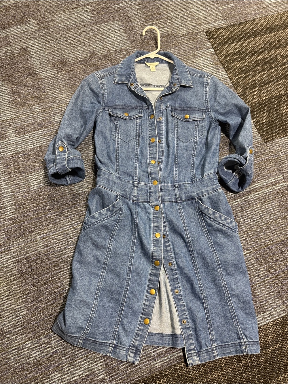Denim Button-Front Shirt Dress - Light Blue